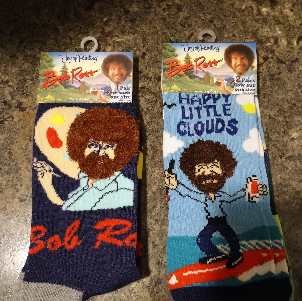 Bob Ross low cut & crew cut fuzzy socks